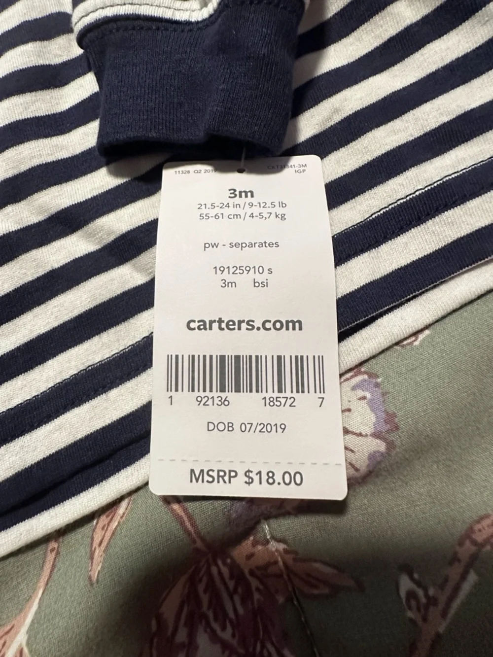 Carters navy white